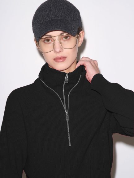 LUPETTO DOPPIA ZIP PERLATO NERO