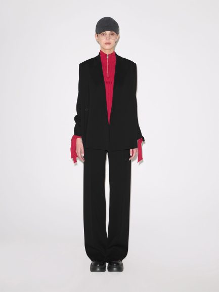 PANTALONE LARGO IN LANA VERGINE Nero