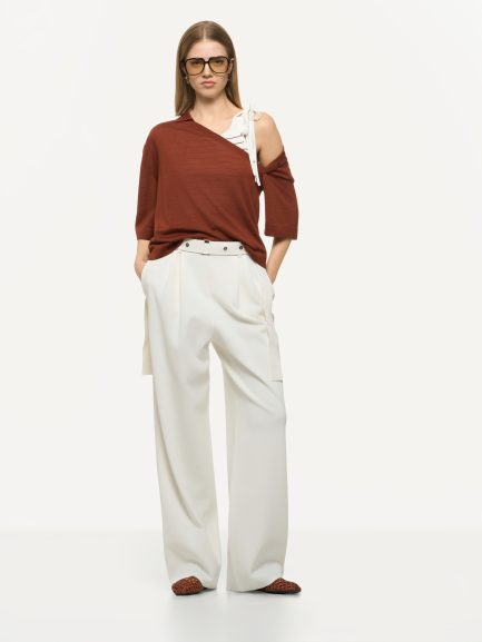 POLO ASIMMETRICA A MANICA CORTA IN CASHMERE/SETA