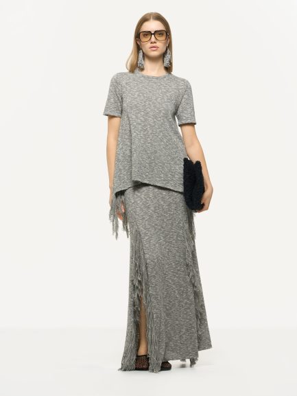 T-SHIRT CON FRANGE Nero Melange