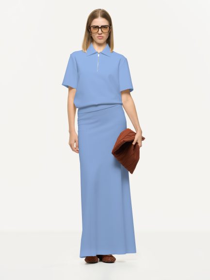 POLO ZIP A MANICHE CORTE Cielo Tenue