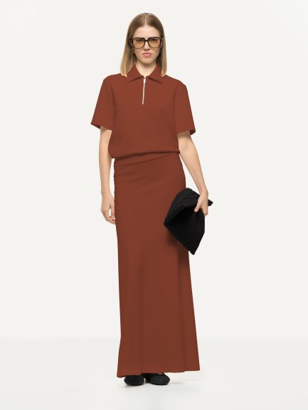 POLO ZIP A MANICHE CORTE Mattone